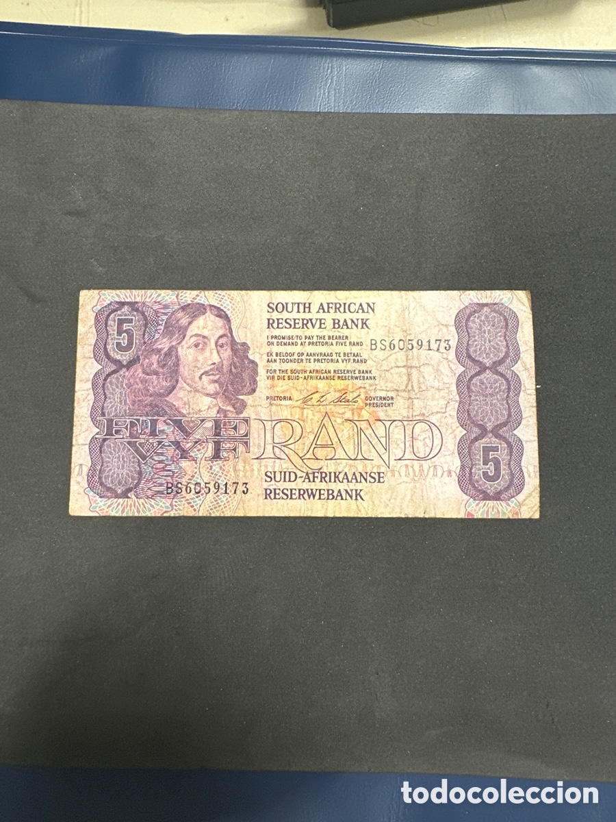 Billetes extranjeros: Billete de Sud&aacute;frica de 5 Rand a&ntilde;o 1990