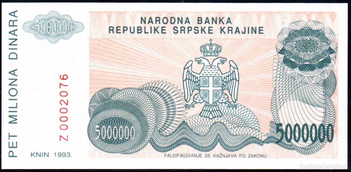 Billetes extranjeros: SERBIA - BOSNIA - 5000000 DINARES 1993 - PR 24 - S/C