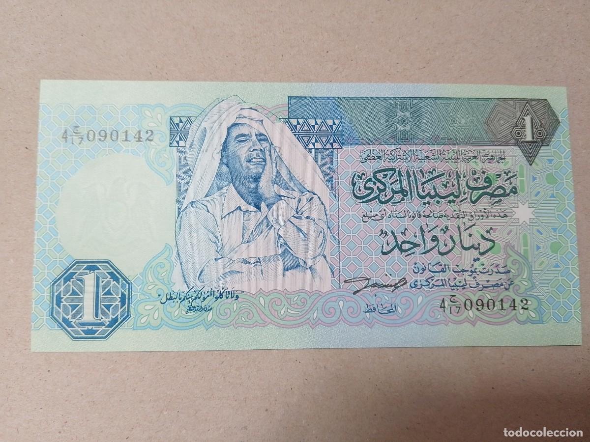 Billetes extranjeros: Billete Libia, 1 dinars, a&ntilde;o 1993, UNC - Foto 1