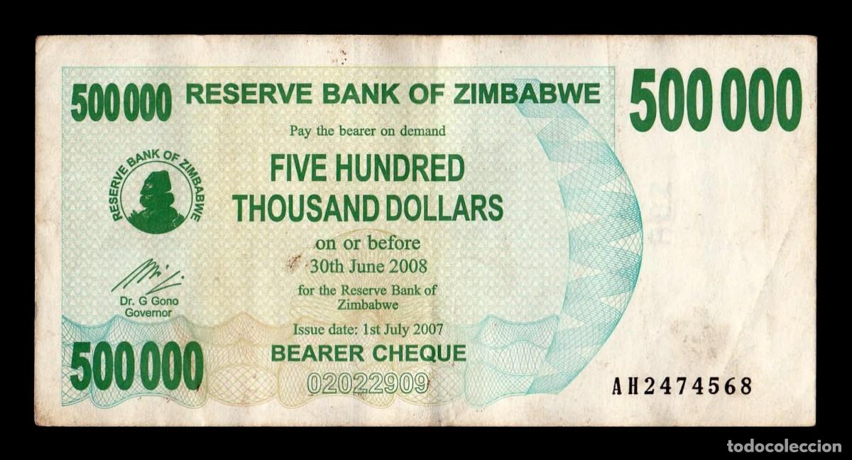 Billetes extranjeros: Zimbabwe 500000 D&oacute;lares 2007 Pick 51 Mbc Vf