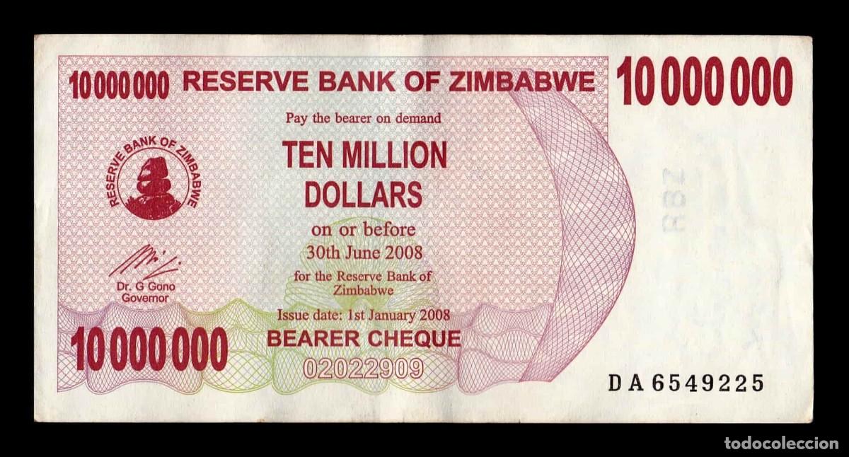Billetes extranjeros: Zimbabwe 10000000 D&oacute;lares 2008 Pick 55b Serie D Mbc Vf