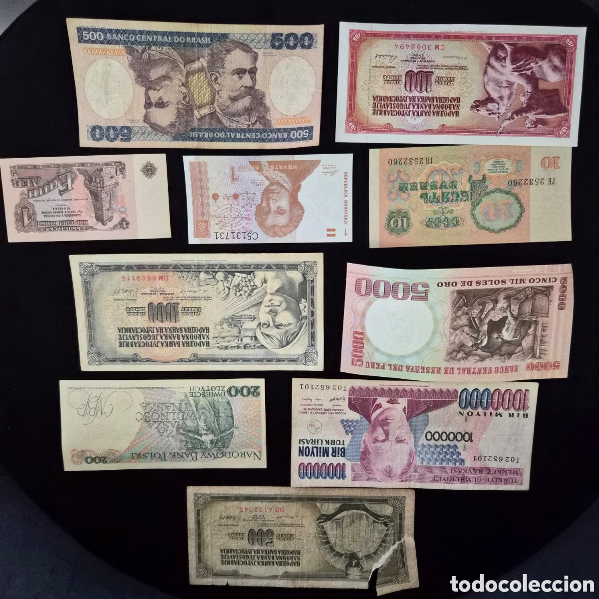 Billetes extranjeros: Lote de 10 billetes del mundo diferentes