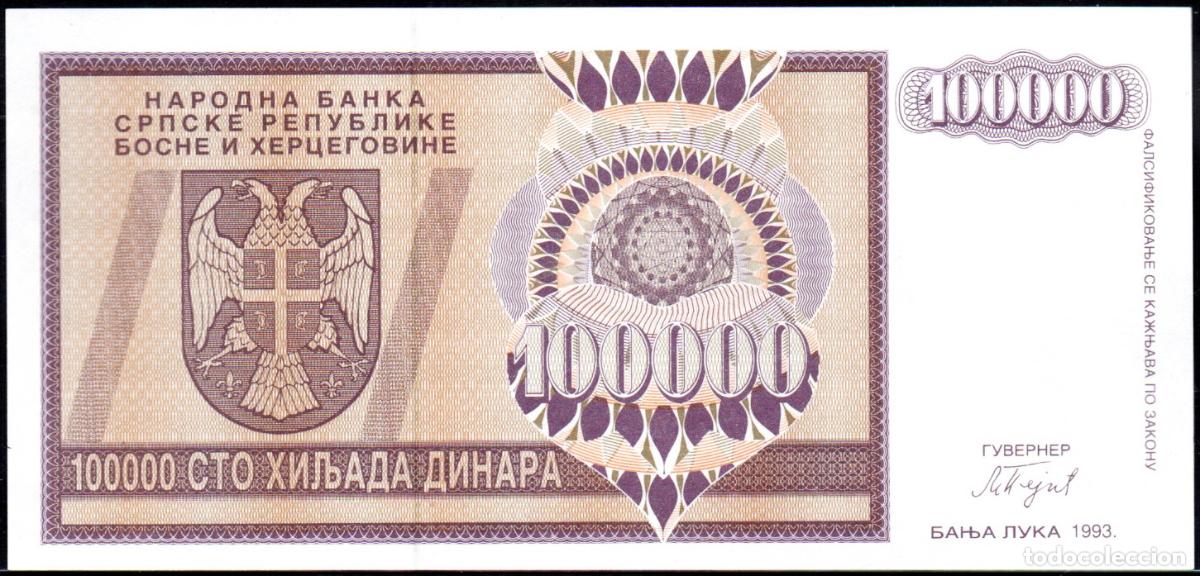 Billetes extranjeros: SERBIA - BOSNIA - 100000 DINARES 1993 - PICK. 141 - S/C
