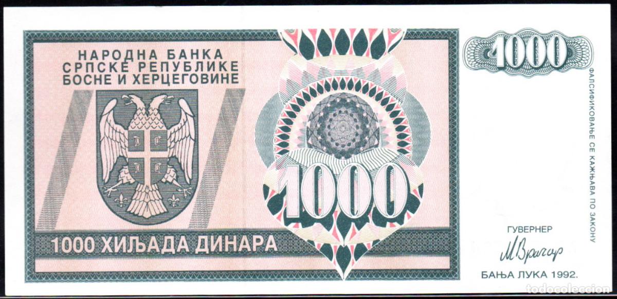Billetes extranjeros: SERBIA - BOSNIA - 1000 DINARES 1992 - PICK. 137 - S/C