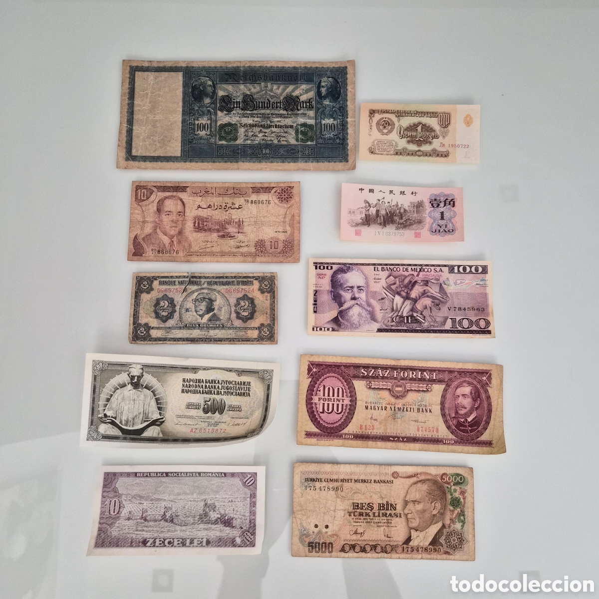 Billetes extranjeros: Lote de 10 billetes diferentes paises