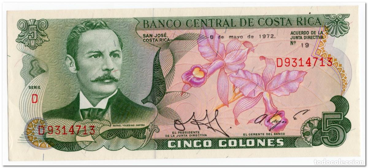 Billetes extranjeros: COSTA RICA,5 COLONES,1972,P.236b,AU