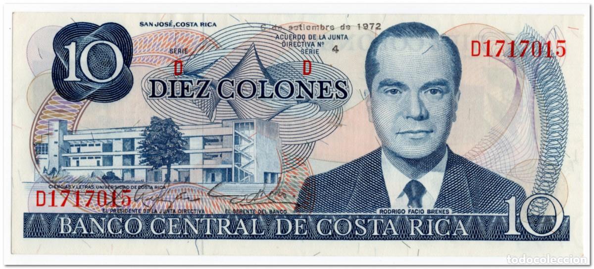 Billetes extranjeros: COSTA RICA,10 COLONES,1972,P.237a,AU-UNC