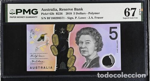 Billetes extranjeros: AUSTRALIA * BILLETE 5 DOLLARS 2018 * PMG-67 EPQ (IC-1838)