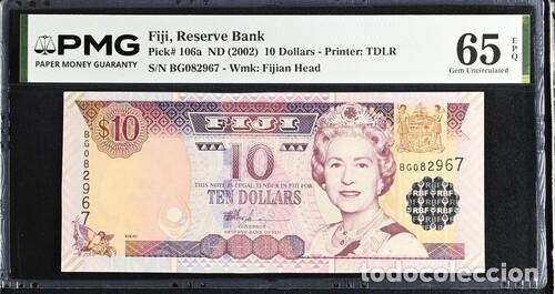 Billetes extranjeros: FIJI * BILLETE 10 DOLLARS 2002 * PMG-65 EPQ (IC-1834)