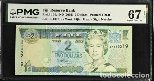 Billetes extranjeros: FIJI * BILLETE 2 DOLLARS 2002 * PMG-67 EPQ (IC-1833)