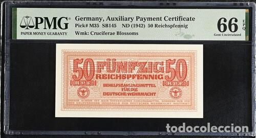 Billetes extranjeros: ALEMANIA * BILLETE 50 REICHSPFENNIG 1942 * PMG-66 EPQ (IC-1812)