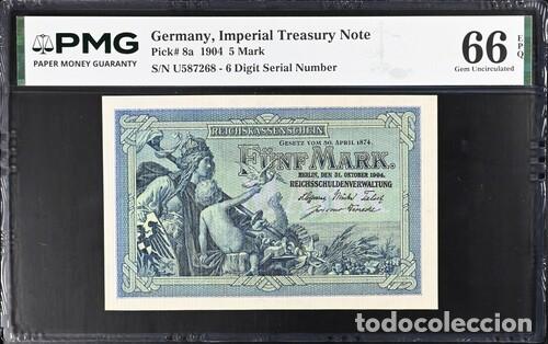 Billetes extranjeros: ALEMANIA * BILLETE 5 MARK 1904 * PMG-66 EPQ (IC-1813)