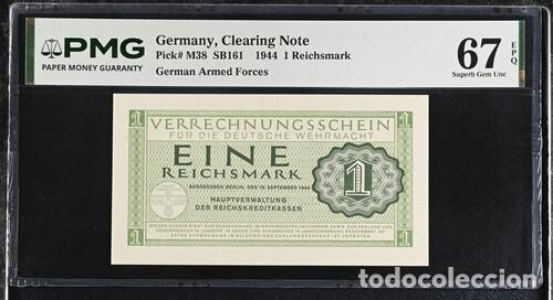 Billetes extranjeros: ALEMANIA * BILLETE 1 REICHSMARK 1944 * PMG-67 EPQ (IC-1815)