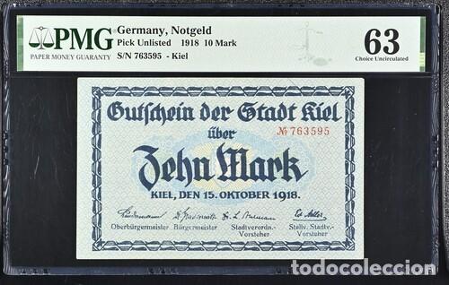 Billetes extranjeros: ALEMANIA * BILLETE 10 MARK 1918 * PMG-63 (IC-1816)