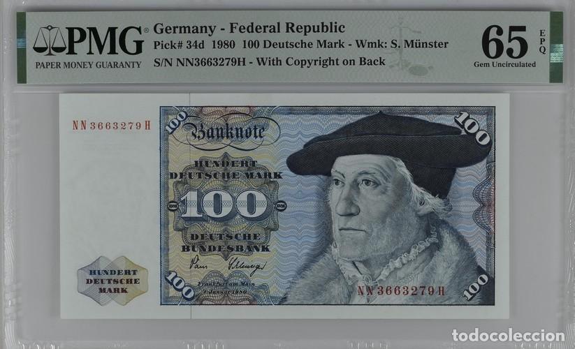 Billetes extranjeros: ALEMANIA * BILLETE 100 DEUTSCHE MARK 1980 * PMG-65 EPQ (IC-1817)