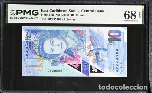 Billetes extranjeros: ESTADOS DEL CARIBE ORIENTAL * BILLETE 10 DOLLARS 2019 * PMG-68 EPQ (IC-1820)