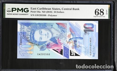 Billetes extranjeros: ESTADOS DEL CARIBE ORIENTAL * BILLETE 10 DOLLARS 2019 * PMG-68 EPQ (IC-1819)