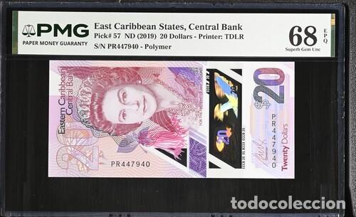 Billetes extranjeros: ESTADOS DEL CARIBE ORIENTAL * BILLETE 20 DOLLARS 2019 * PMG-68 EPQ (IC-1822)