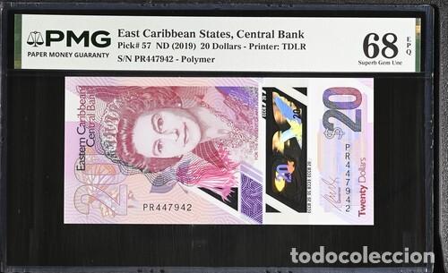Billetes extranjeros: ESTADOS DEL CARIBE ORIENTAL * BILLETE 20 DOLLARS 2019 * PMG-68 EPQ (IC-1823)
