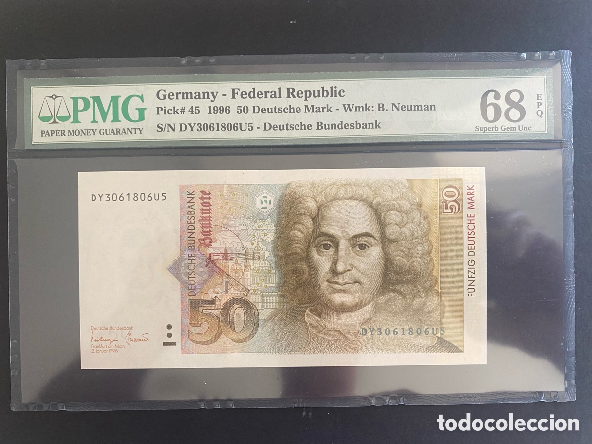 Billetes extranjeros: ALEMANIA * BILLETE 50 DEUTSCHE MARK 1996 * PMG 68 EPQ (IC-1818)