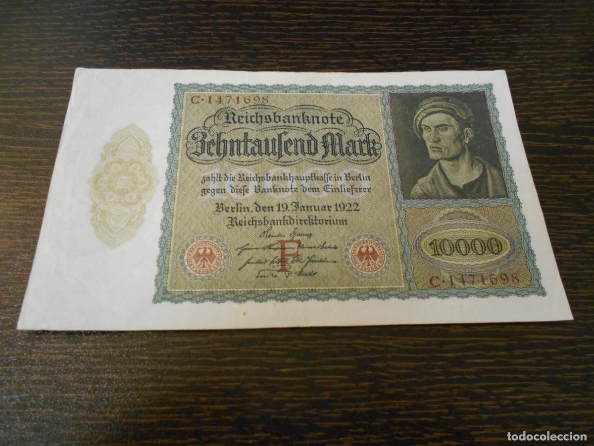 Billetes extranjeros: ALEMANIA-BILLETE ANTIGUO Y GRANDE-PICK 70-10.000 MARCOS-1922-MBC