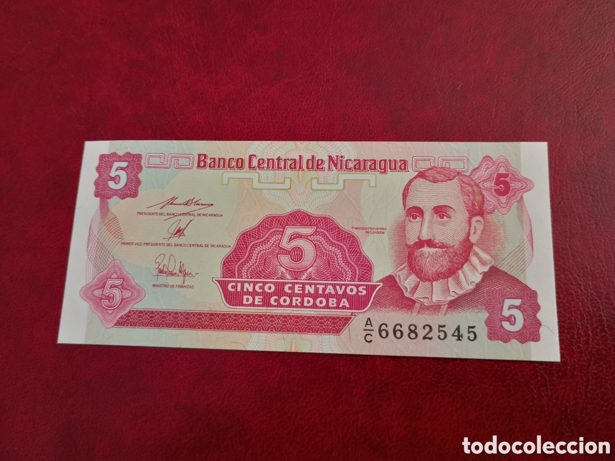Billetes extranjeros: NICARAGUA - 5 CENTAVOS DE C&Oacute;RDOBA - BILLETE ORIGINAL NUEVO