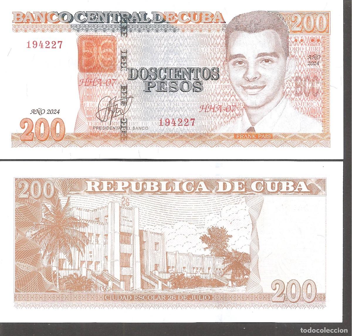 Billetes extranjeros: Billete CUBA 200 Pesos 2024 SC. Frank Pais