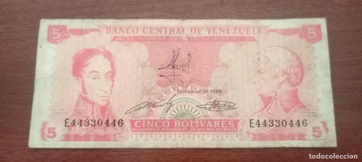 Billetes extranjeros: VENEZUELA 5 BOLIVARES 1989 P70 F #104