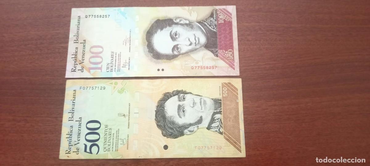 Billetes extranjeros: VENEZUELA 100 BOLIVARES P93+ 500 BOLIVARES P108 VF #106