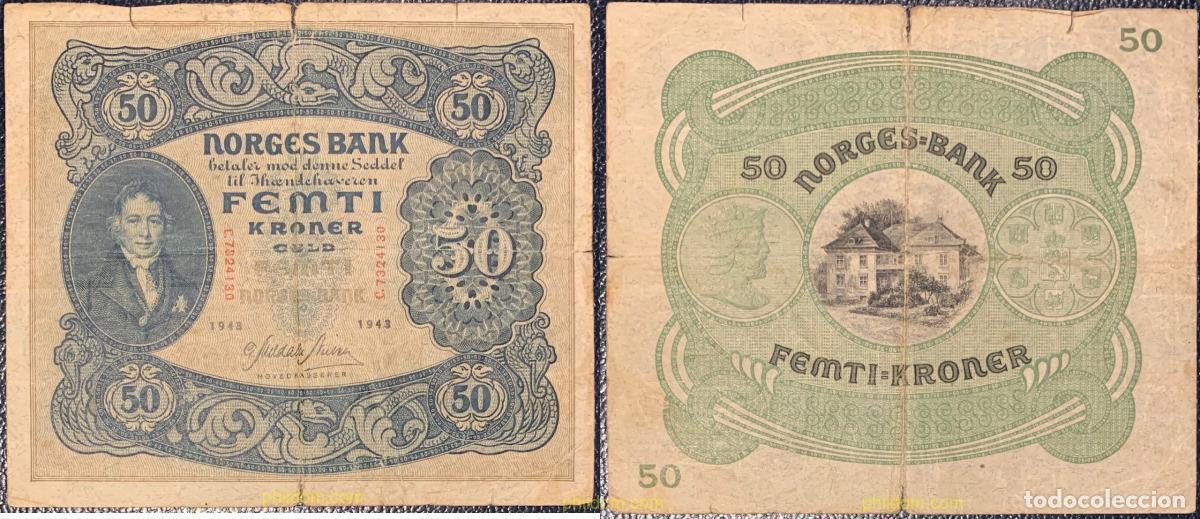 Billetes extranjeros: 1153 NORUEGA 1943 NORWAY 1943 50 KRONER