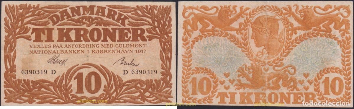 Billets internationaux: 1197 DINAMARCA 1917 DENMARK 10 KRONER 1917