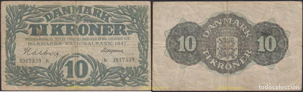 Billetes extranjeros: 1207 DINAMARCA 1945 DENMARK 10 KRONER 1945