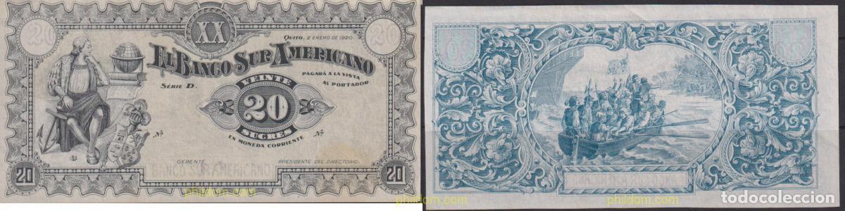 Billetes extranjeros: 1236 ECUADOR 1920 ECUADOR 20 SUCRES 1920