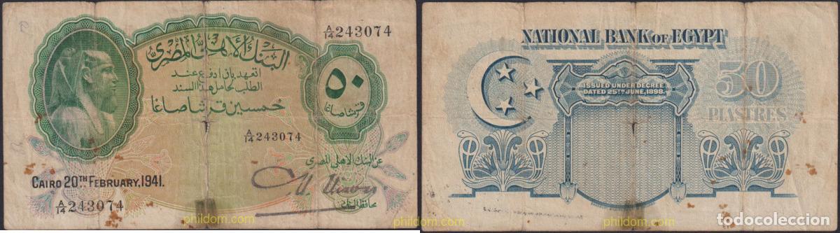 Billetes extranjeros: 1262 EGIPTO 1941 EGYPT 50 PIASTRES 1941