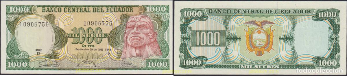 Billetes extranjeros: 1257 ECUADOR 1986 1000 SUCRES DE ECUADOR 1986