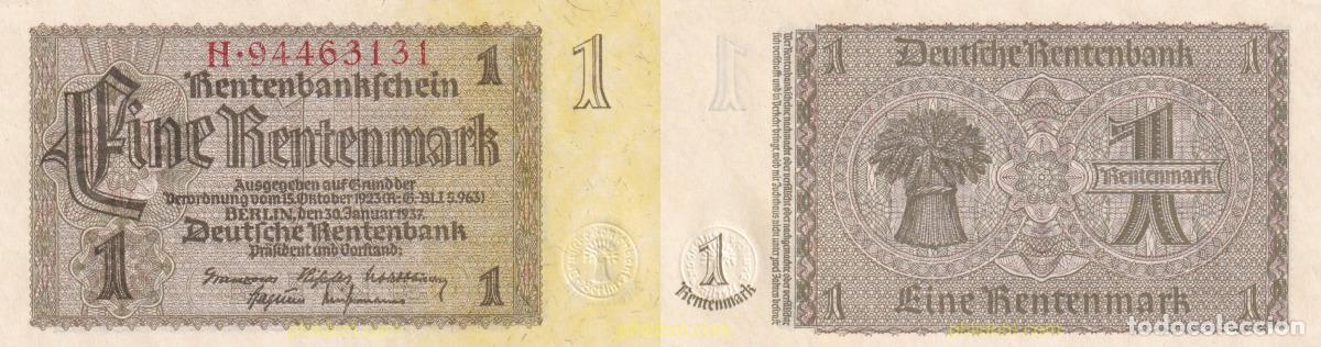Billetes extranjeros: 1496 ALEMANIA 1923 GERMANY NAZI 1 RENTENMARK 1923