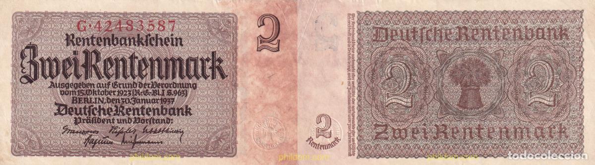 Billetes extranjeros: 1497 ALEMANIA 1923 GERMANY NAZI 2 RENTENMARK 1923