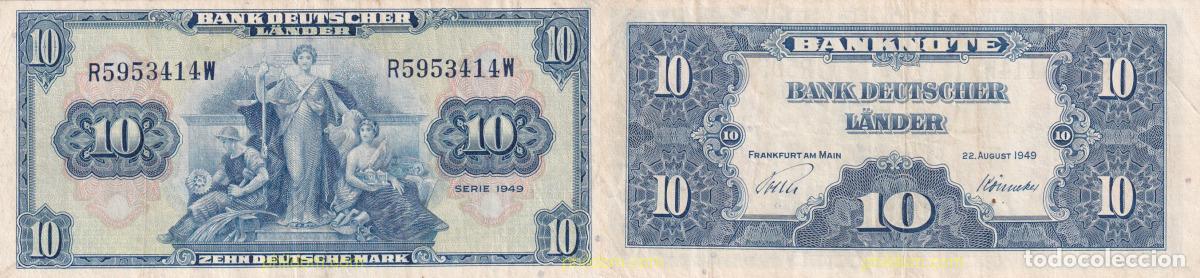 Billetes extranjeros: 1525 ALEMANIA 1949 GERMANY 10 MARK 1949 LANDER