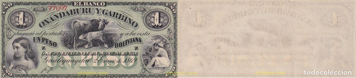 Billetes extranjeros: 1540 ARGENTINA 1869 ARGENTINA 1 PESO 1869 OXANDABURU GARBINO