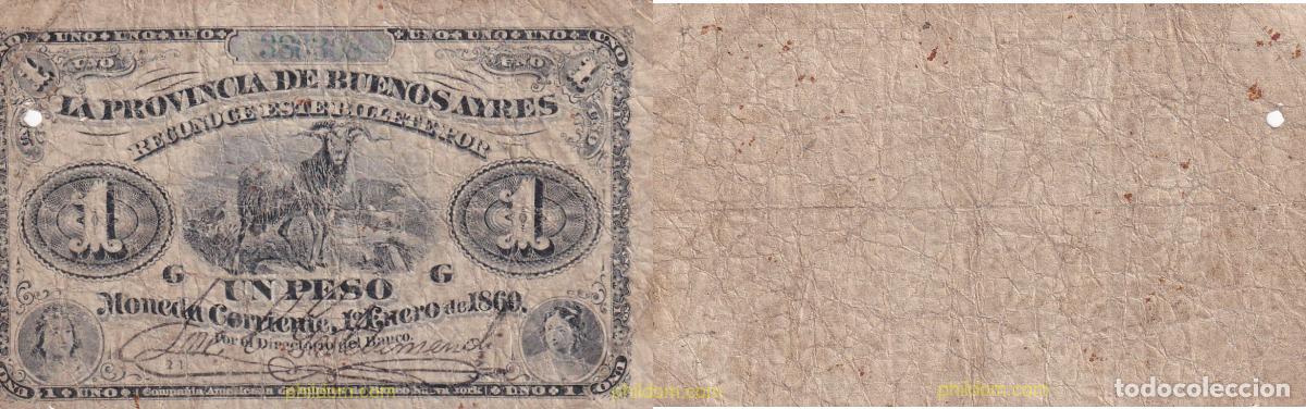 Billetes extranjeros: 1548 ARGENTINA 1869 ARGENTINA 1 PESO 1869