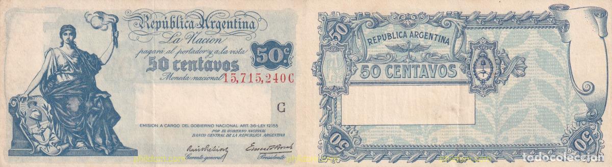 Billetes extranjeros: 1566 ARGENTINA 1946 ARGENTINA 50 CENTAVOS 1946