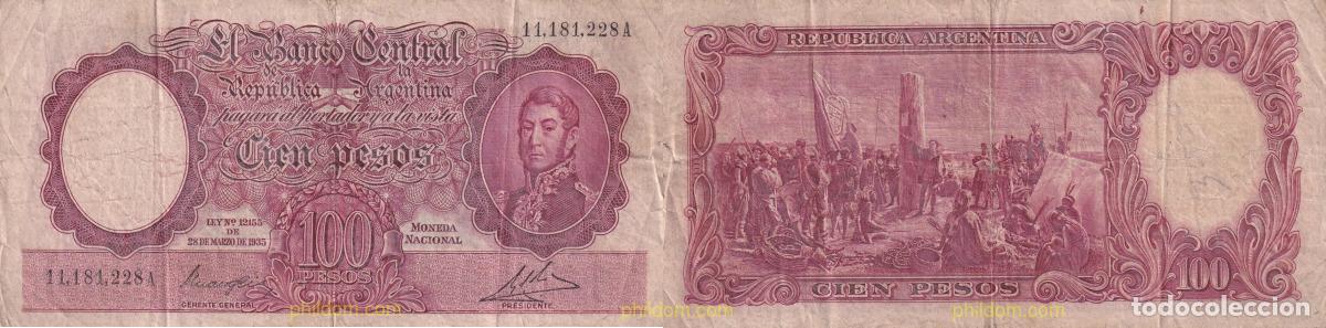 Billetes extranjeros: 1572 ARGENTINA 1935 ARGENTINA 100 PESOS 1935