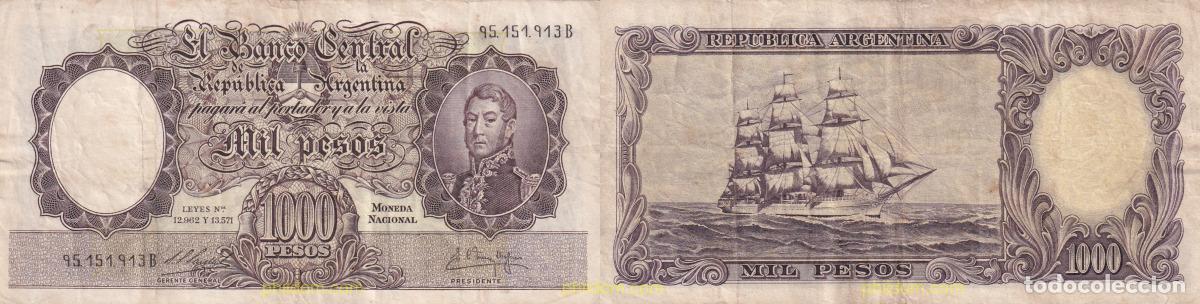 Billetes extranjeros: 1584 ARGENTINA 1966 ARGENTINA 1000 PESOS 1966 - 1969