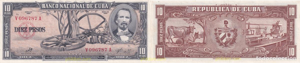 Billetes extranjeros: 1652 CUBA 1960 BILLETE CUBA 10 PESOS 1960 FIRMA DEL CHE CARLOS MANUEL DE CESPEDES
