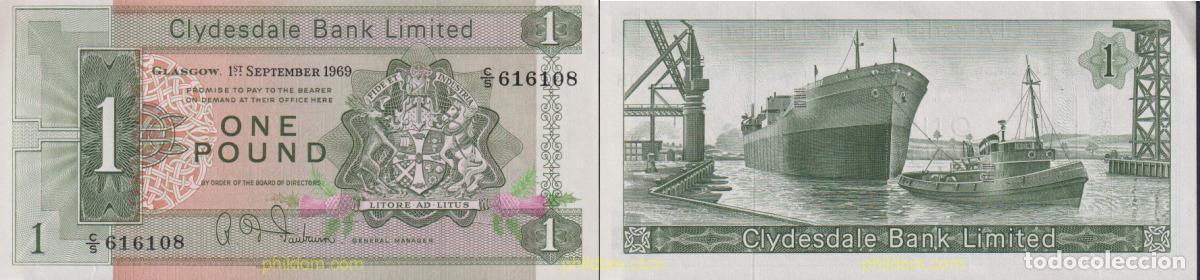 Billetes extranjeros: 1664 GRAN BRETA&Ntilde;A. Escocia 1969 SCOTLAND 1 POUND 1969