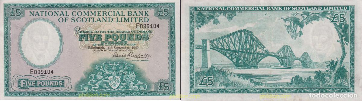 Billetes extranjeros: 1677 GRAN BRETA&Ntilde;A. Escocia 1959 SCOTLAND 1959 5 POUNDS