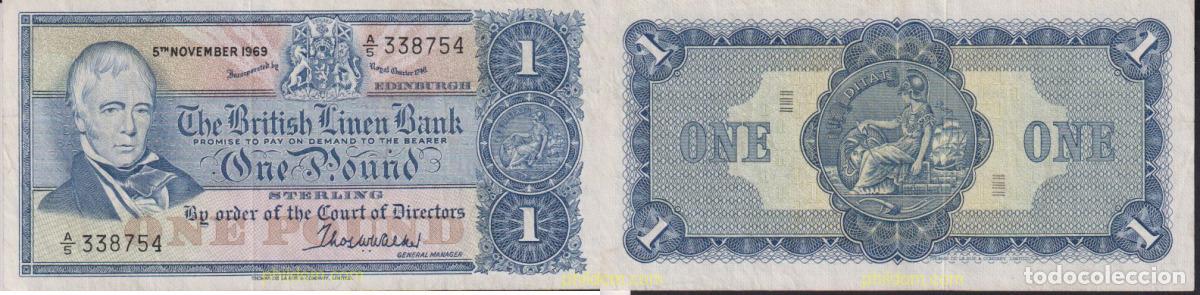 Billetes extranjeros: 1680 GRAN BRETA&Ntilde;A. Escocia 1969 SCOTLAND 1 POUND 1961