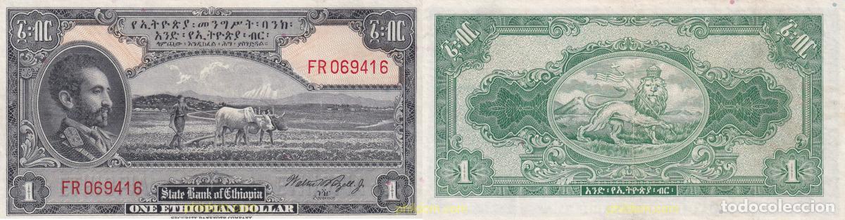 Billetes extranjeros: 2084 ETIOPIA 1945 BANK OF ETHIOPIA 1 DOLLAR 1945