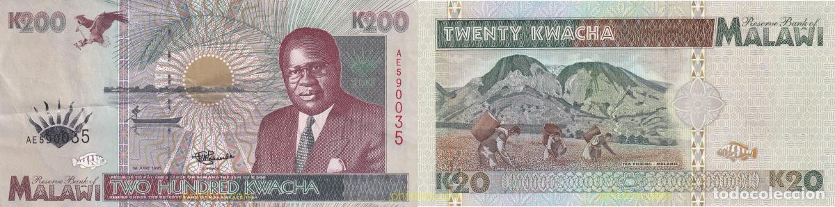 Billetes extranjeros: 2155 MALAWI 1995 1995 MALAWI 200 KWACHA