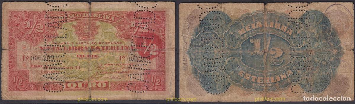 International Banknotes: 2443 MOZAMBIQUE 1919 MOZAMBIQUE 1/2 ESCUDO 1919 CANCELADO